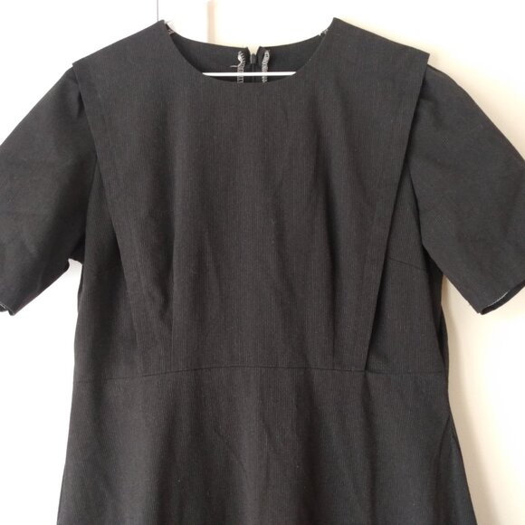 Striped Amish Mennonite Cape Dress 41"B 34"W Modest Black White Thin Pinstripe - Picture 3 of 14